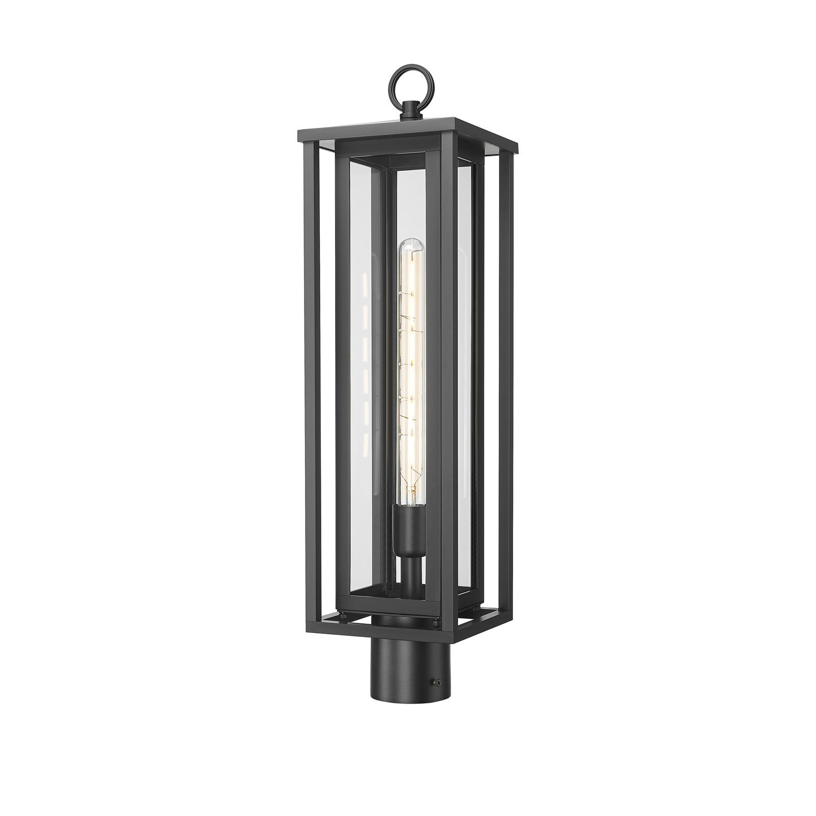 Innovations Ashland 7in 1-Light Post Lantern | Contemporary Matte Black and Clear Glass | Driveway & Garden Path | Model 9950-1PLT-BK-25-CL