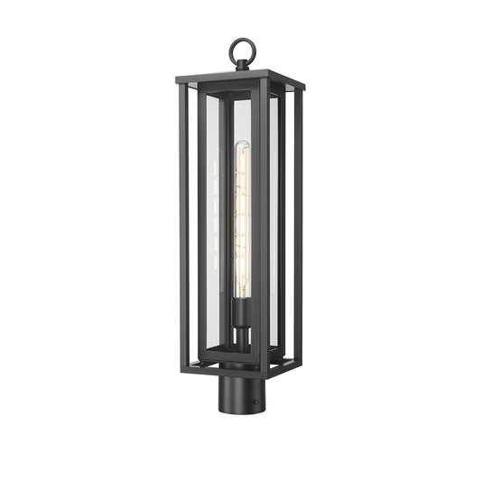 Innovations Ashland 7in 1-Light Post Lantern | Contemporary Matte Black and Clear Glass | Driveway & Garden Path | Model 9950-1PLT-BK-25-CL