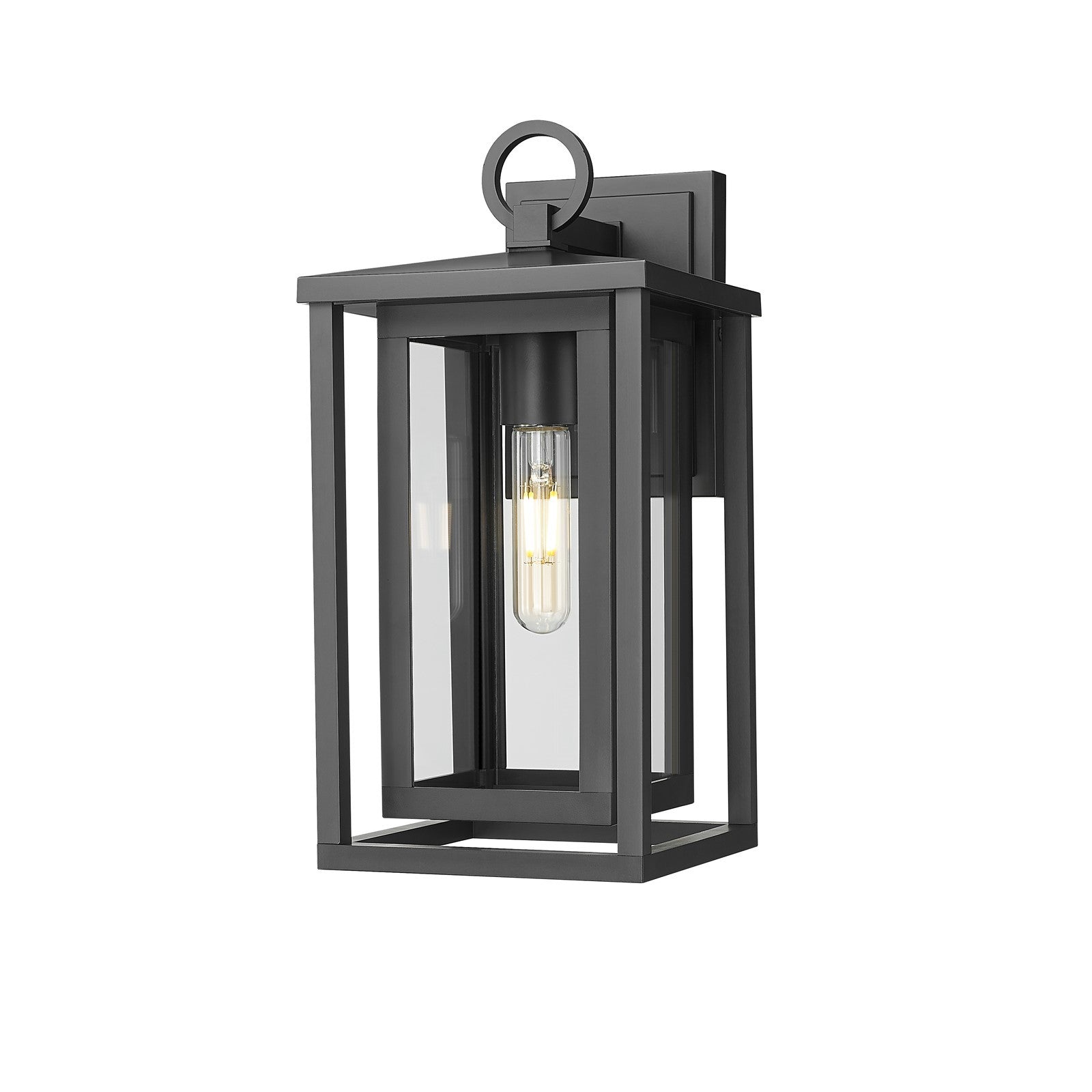 Innovations Ashland 14in 1-Light Wall Sconce | Coastal Matte Black EPMM and Clear Glass | Covered Porch & Entryway | 6.75 x 14 in | Model 9950-1W-BK-14-CL