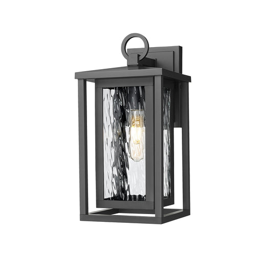 Innovations Ashland 14in 1-Light Wall Sconce | Coastal Matte Black EPMM and Water Glass | Covered Porch & Entryway | 6.75 x 14 in | Model 9950-1W-BK-14-WG