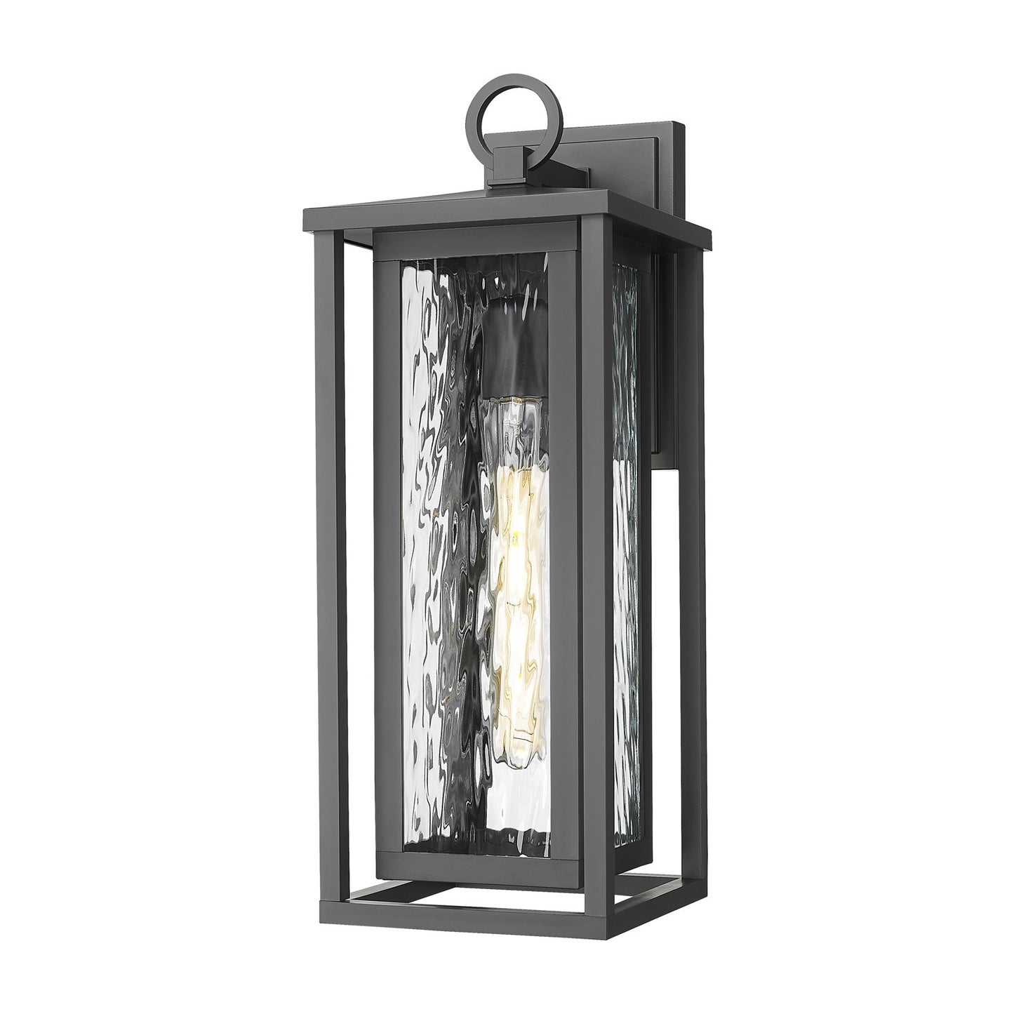 Innovations Ashland 18in 1-Light Wall Sconce | Coastal Matte Black EPMM and Water Glass | Covered Porch & Entryway | Wet Rated | Model 9950-1W-BK-18-WG