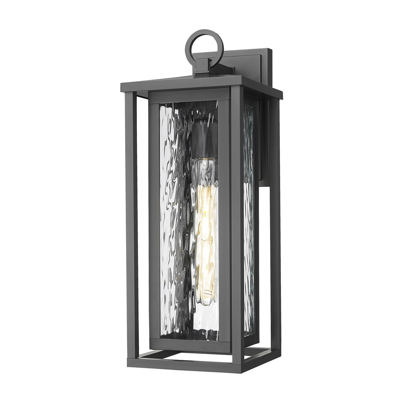 Innovations Ashland 18in 1-Light Wall Sconce | Coastal Matte Black EPMM and Water Glass | Covered Porch & Entryway | Wet Rated | Model 9950-1W-BK-18-WG