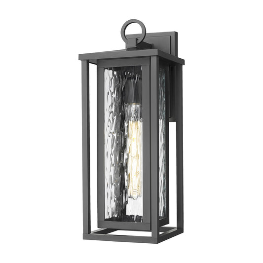 Innovations Ashland 18in 1-Light Wall Sconce | Coastal Matte Black EPMM and Water Glass | Covered Porch & Entryway | Wet Rated | Model 9950-1W-BK-18-WG