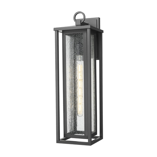 Innovations Ashland 23in 1-Light Wall Sconce | Coastal Matte Black EPMM and Seedy Glass | Covered Porch & Entryway | Model 9950-1W-BK-23-SDY
