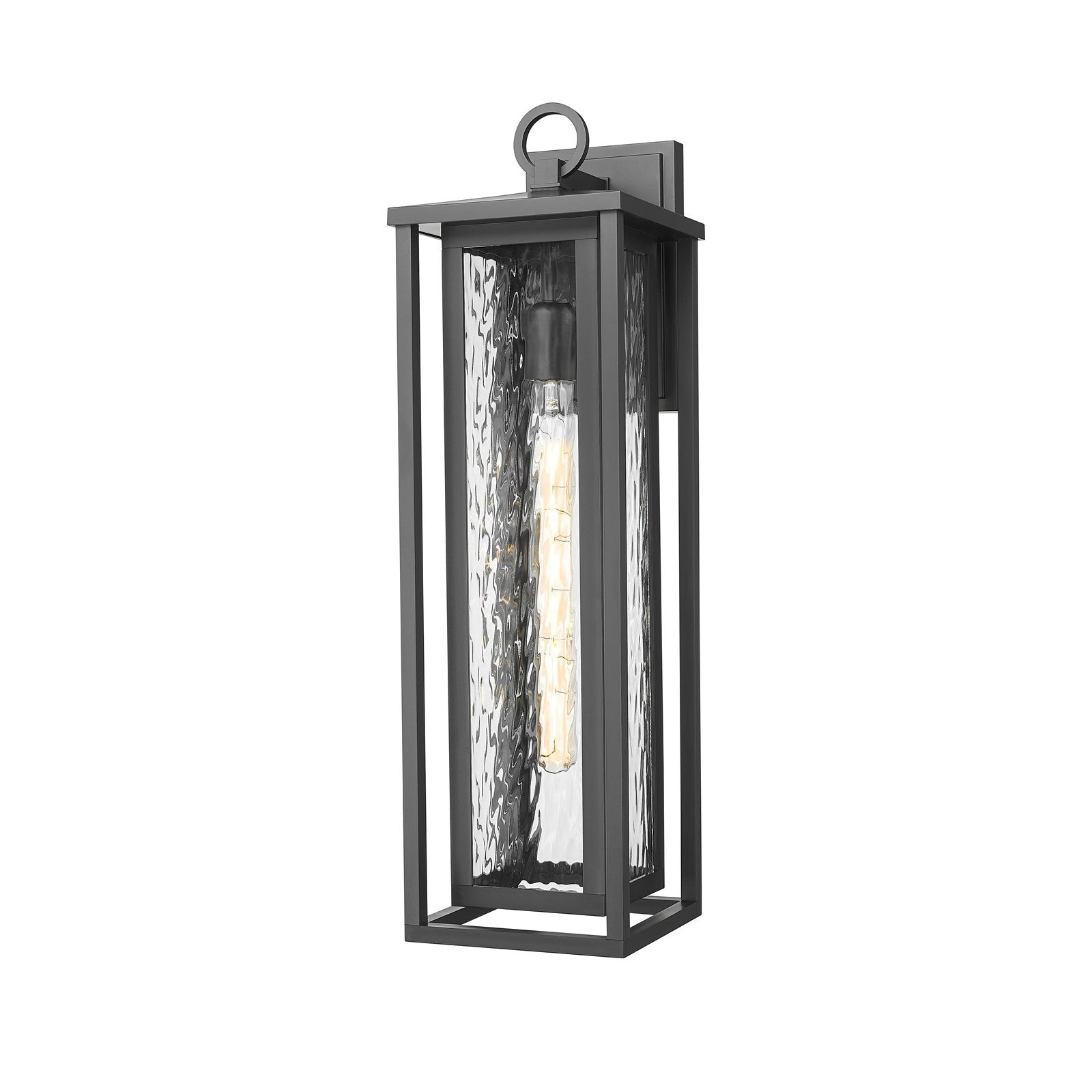 Innovations Ashland 23in 1-Light Wall Sconce | Coastal Matte Black EPMM and Water Glass | Covered Porch & Entryway | Model 9950-1W-BK-23-WG