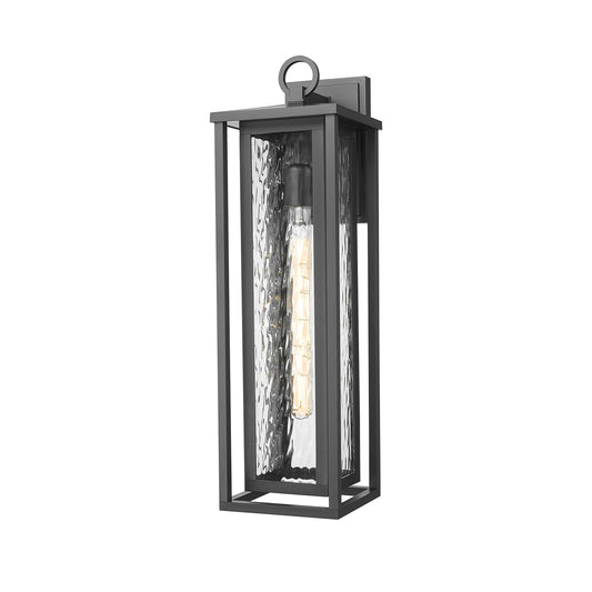 Innovations Ashland 23in 1-Light Wall Sconce | Coastal Matte Black EPMM and Water Glass | Covered Porch & Entryway | Model 9950-1W-BK-23-WG