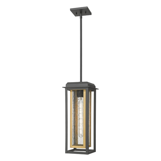 Innovations Mansfield 19in 1-Light Pendant | Contemporary Matte Black Aluminum and Seedy Glass with Brass Accent | Covered | Model 9951-1H-BK-19-CG-BR-SDY