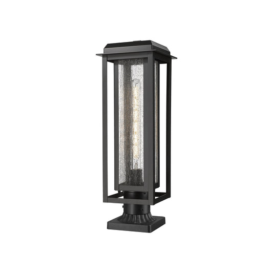 Innovations Mansfield 20in 1-Light Post Light | Contemporary Matte Black Aluminum and Seedy Glass | Outdoor Entryway & | Model 9951-1PLT-BK-20-CG-BK-SDY