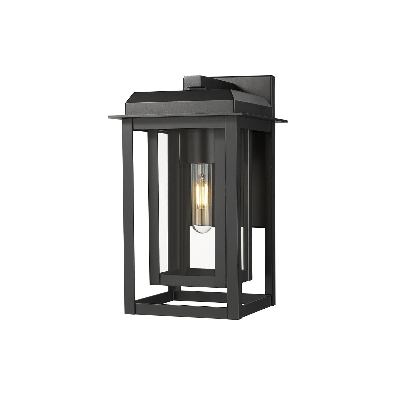 Innovations Mansfield 13in 1-Light Wall Sconce | Contemporary Matte Black Aluminum and Clear Glass | Outdoor Porch & | Model 9951-1W-BK-13-CG-BK-CL