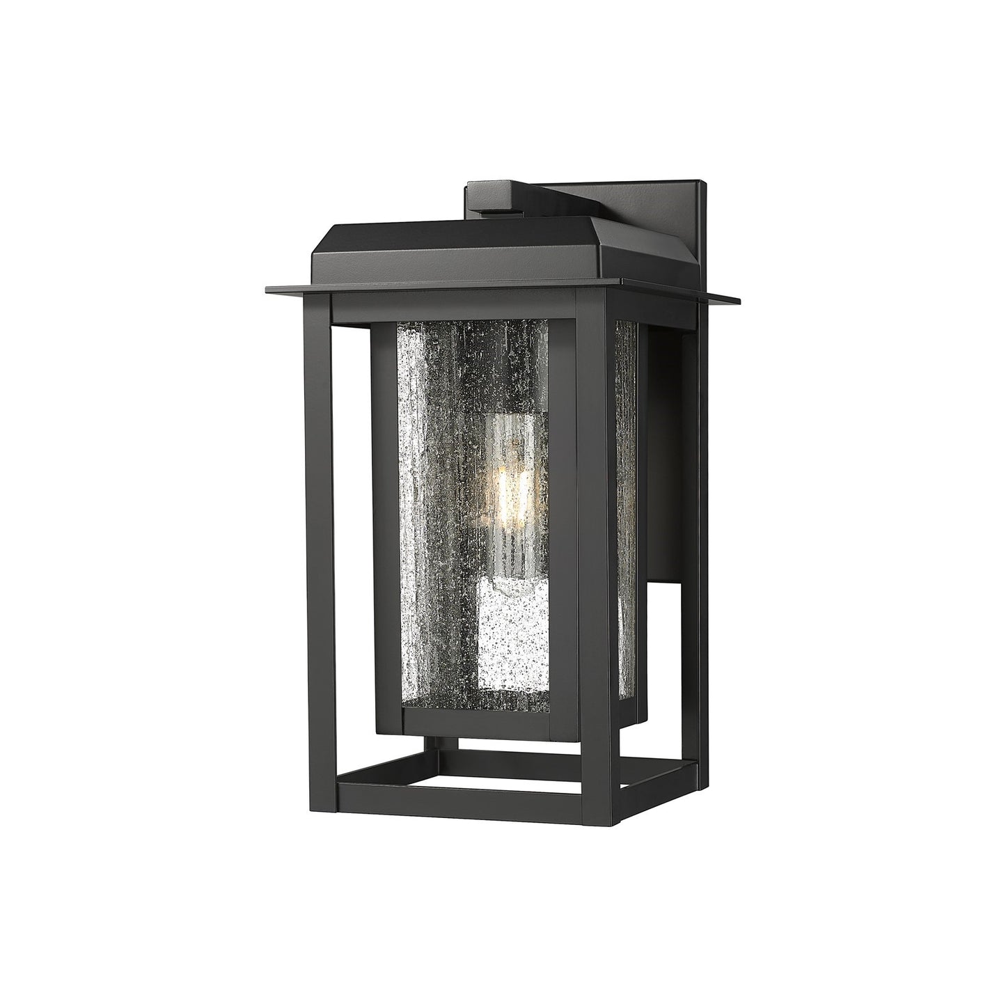 Innovations Mansfield 13in 1-Light Wall Sconce | Contemporary Matte Black Aluminum and Seedy Glass | Outdoor Porch & | Model 9951-1W-BK-13-CG-BK-SDY