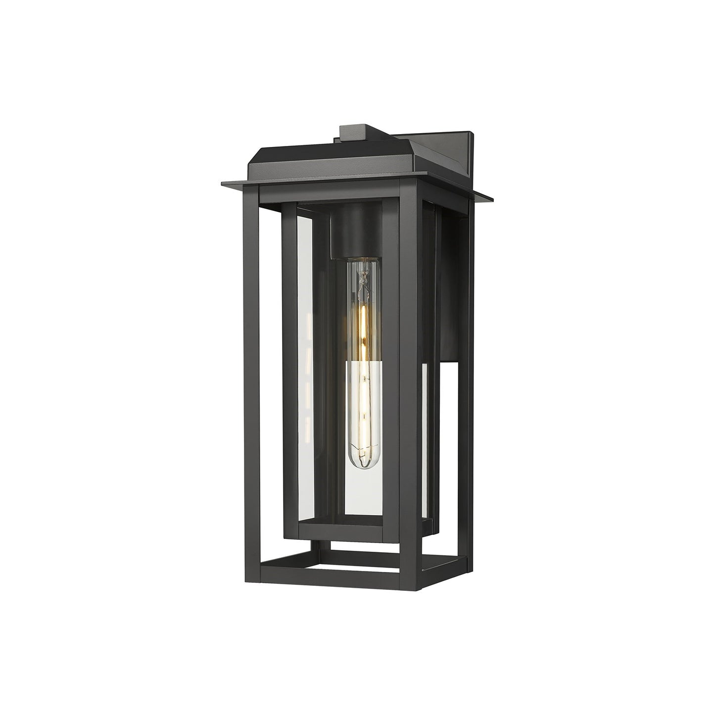 Innovations Mansfield 16.5in 1-Light Wall Sconce | Contemporary Matte Black Aluminum and Black Inner Cage with Clear Glass | Model 9951-1W-BK-16-CG-BK-CL