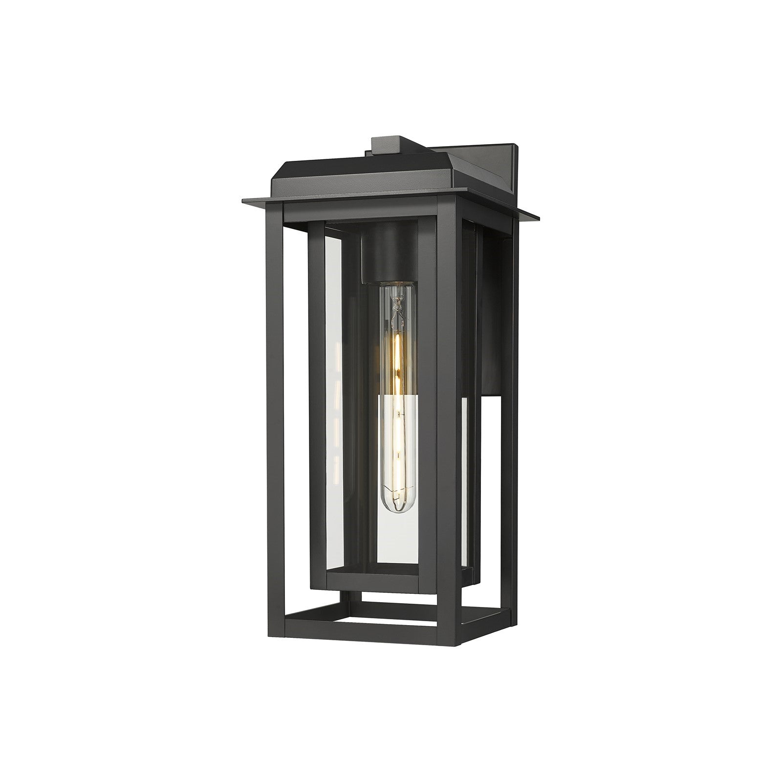 Innovations Mansfield 16.5in 1-Light Wall Sconce | Contemporary Matte Black Aluminum and Black Inner Cage with Clear Glass | Model 9951-1W-BK-16-CG-BK-CL