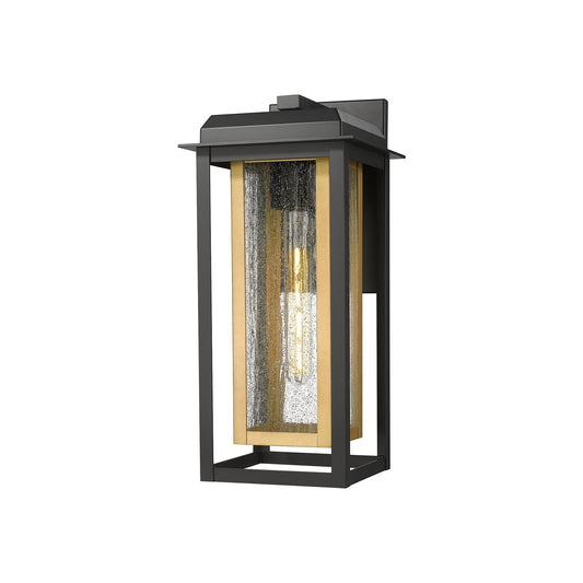Innovations Mansfield 1-Light 7.5in Outdoor Wall Sconce | Contemporary Matte Black Aluminum and Seedy Glass | Covered | Model 9951-1W-BK-16-CG-BR-SDY