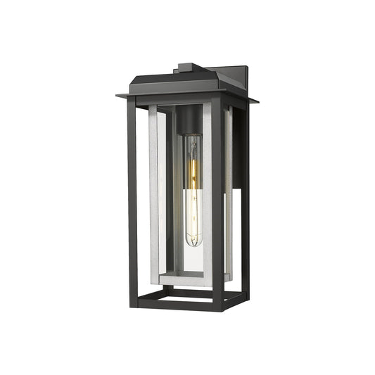 Innovations Mansfield 16.5in 1-Light Wall Sconce | Contemporary Matte Black Aluminum and Silver Inner Clear Glass | Covered | Model 9951-1W-BK-16-CG-SV-CL