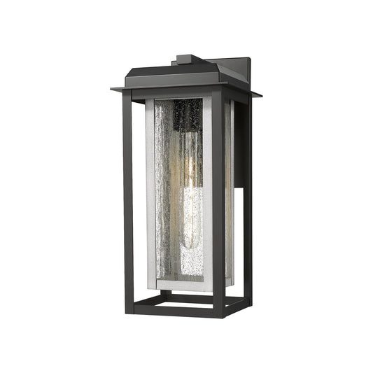 Innovations Mansfield 16.5in 1-Light Wall Sconce | Contemporary Matte Black Aluminum and Silver Inner Seedy Glass | Model 9951-1W-BK-16-CG-SV-SDY