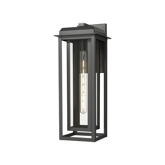 Innovations Mansfield 20in 1-Light Wall Sconce | Contemporary Matte Black Aluminum and Black Inner Clear Glass | Covered | Model 9951-1W-BK-20-CG-BK-CL