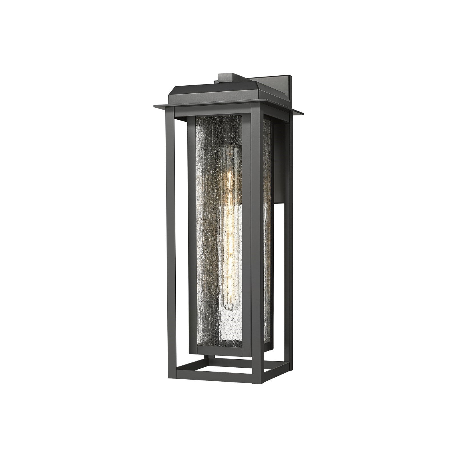 Innovations Mansfield 20in 1-Light Wall Sconce | Contemporary Matte Black Aluminum and Seedy Glass | Covered Patio & | Model 9951-1W-BK-20-CG-BK-SDY