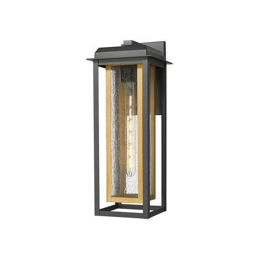 Innovations Mansfield 20in 1-Light Wall Sconce | Contemporary Matte Black Aluminum with Brass Accent and Seedy Glass | Model 9951-1W-BK-20-CG-BR-SDY