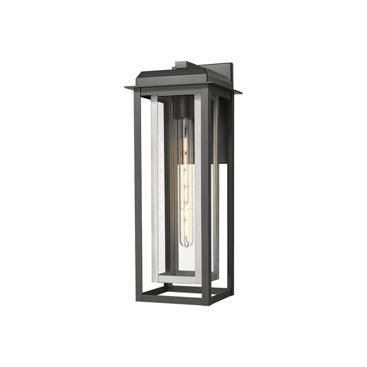 Innovations Mansfield 20in 1-Light Wall Sconce | Contemporary Matte Black Aluminum and Silver Inner Cage Clear Glass | Model 9951-1W-BK-20-CG-SV-CL
