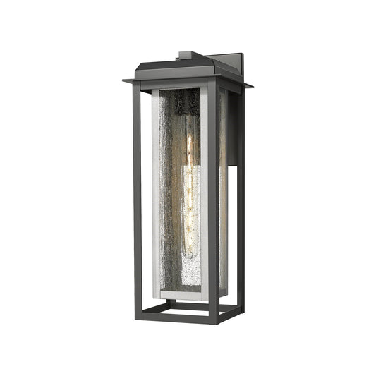 Innovations Mansfield 20in 1-Light Wall Sconce | Contemporary Matte Black Aluminum and Silver Inner Cage Seedy Glass | Model 9951-1W-BK-20-CG-SV-SDY