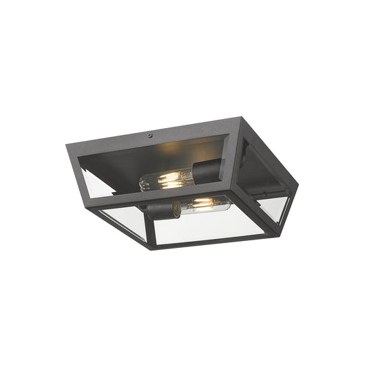 Innovations Madison 12in 1-Light Flush Mount | Coastal Modern Matte Black and Clear Beveled Glass | Covered Porch & Entryway | Model 9952-1F-BK-12-CL