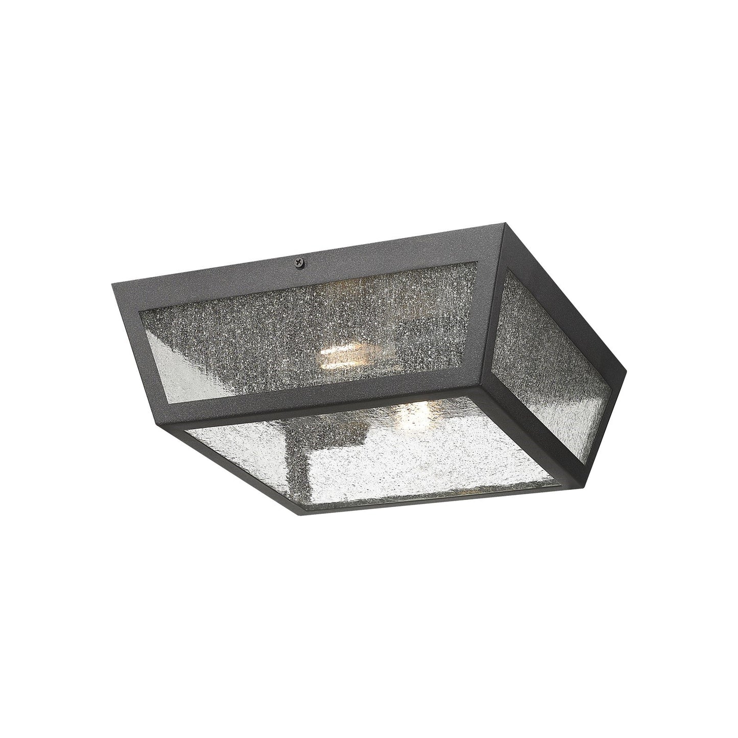 Innovations Madison 12in 1-Light Flush Mount | Coastal Modern Matte Black and Seedy Glass | Covered Porch & Entryway | Model 9952-1F-BK-12-SDY
