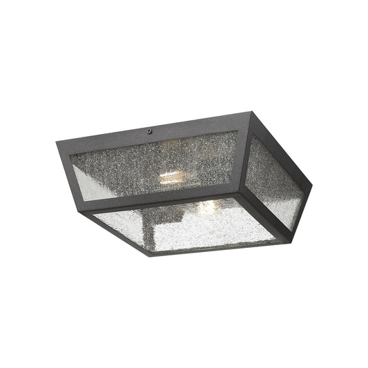 Innovations Madison 12in 1-Light Flush Mount | Coastal Modern Matte Black and Seedy Glass | Covered Porch & Entryway | Model 9952-1F-BK-12-SDY