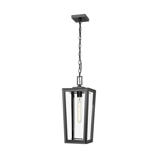 Innovations Madison 8in 1-Light Pendant | Coastal Matte Black Aluminum and Clear Glass | Covered Porch & Entryway | Model 9952-1H-BK-20-CL