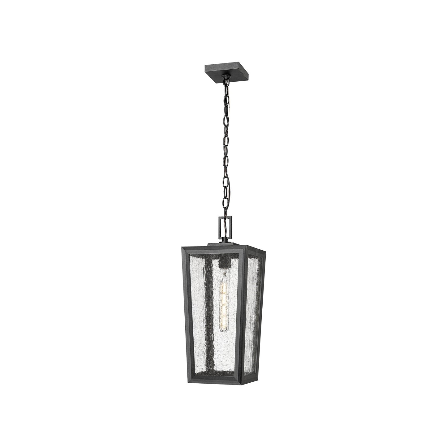 Innovations Madison 8in 1-Light Pendant | Coastal Matte Black Aluminum and Seedy Glass | Covered Porch & Entryway | Model 9952-1H-BK-20-SDY