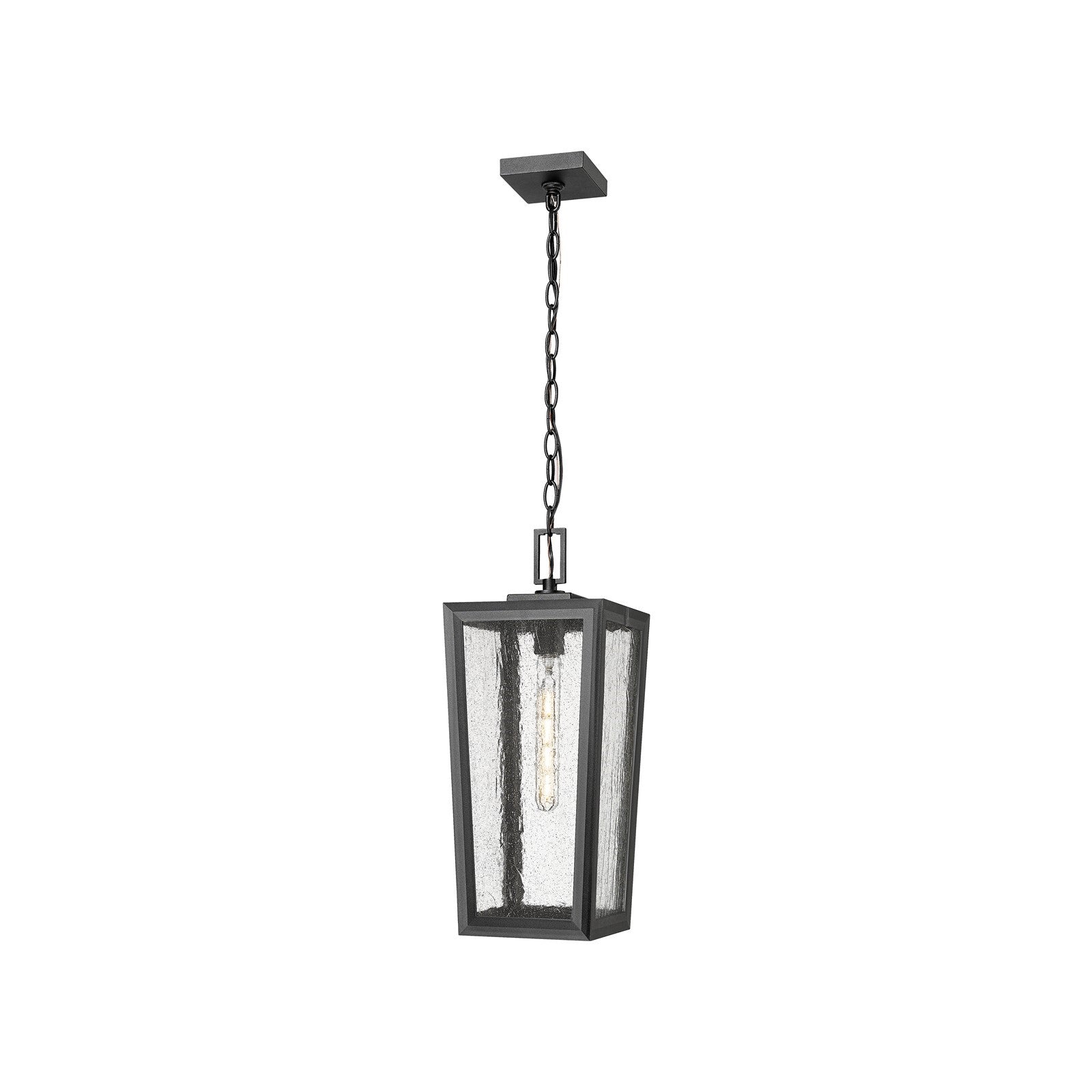Innovations Madison 8in 1-Light Pendant | Coastal Matte Black Aluminum and Seedy Glass | Covered Porch & Entryway | Model 9952-1H-BK-20-SDY