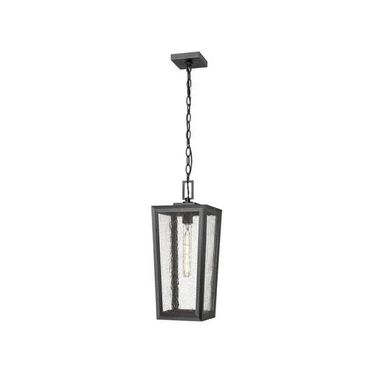 Innovations Madison 8in 1-Light Pendant | Coastal Matte Black Aluminum and Seedy Glass | Covered Porch & Entryway | Model 9952-1H-BK-20-SDY