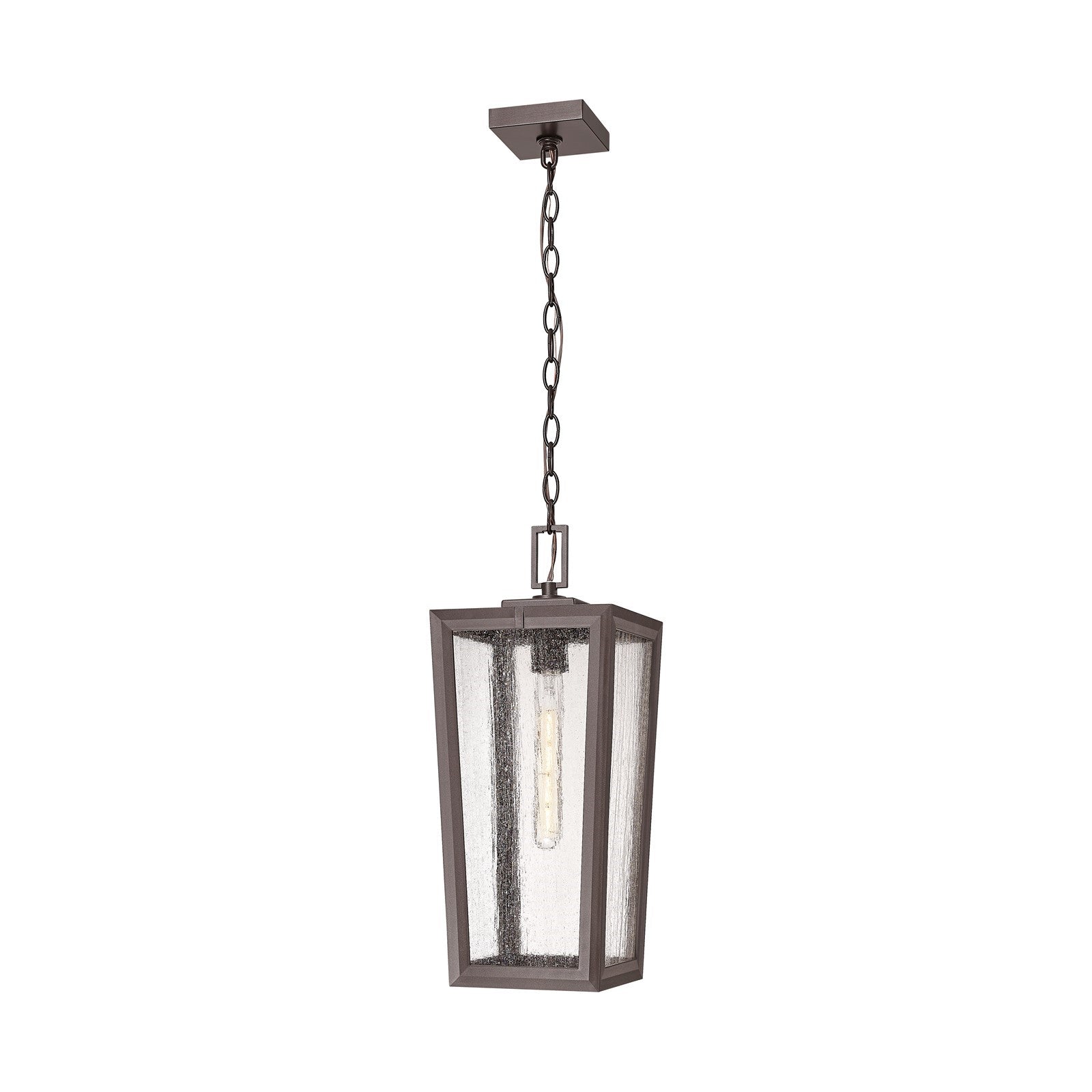 Innovations Madison 8in 1-Light Pendant | Coastal Bronze Aluminum and Seedy Glass | Covered Porch & Entryway | 8 x 8 x 19.62 in | Model 9952-1H-BZ-20-SDY