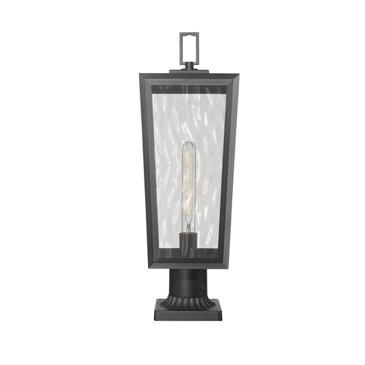Innovations Madison 8in 1-Light Post Lantern | Coastal Matte Black Aluminum and Waterglass | Outdoor Entryway & Walkway | Model 9952-1PLT-BK-23-WG