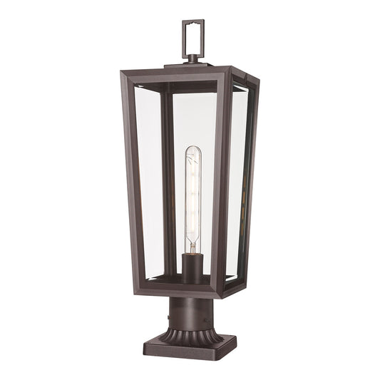 Innovations Madison 8in 1-Light Post Lantern | Coastal Bronze Aluminum and Clear Beveled Glass | Outdoor Entryway & Walkway | Model 9952-1PLT-BZ-23-CL