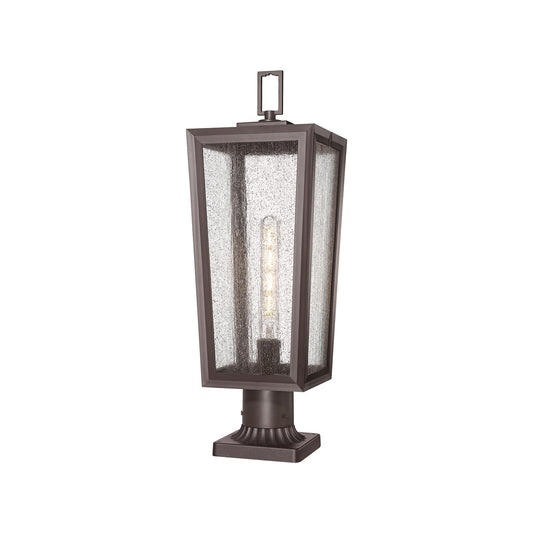 Innovations Madison 8in 1-Light Post Lantern | Coastal Bronze Aluminum and Seedy Glass | Outdoor Entryway & Walkway | Model 9952-1PLT-BZ-23-SDY