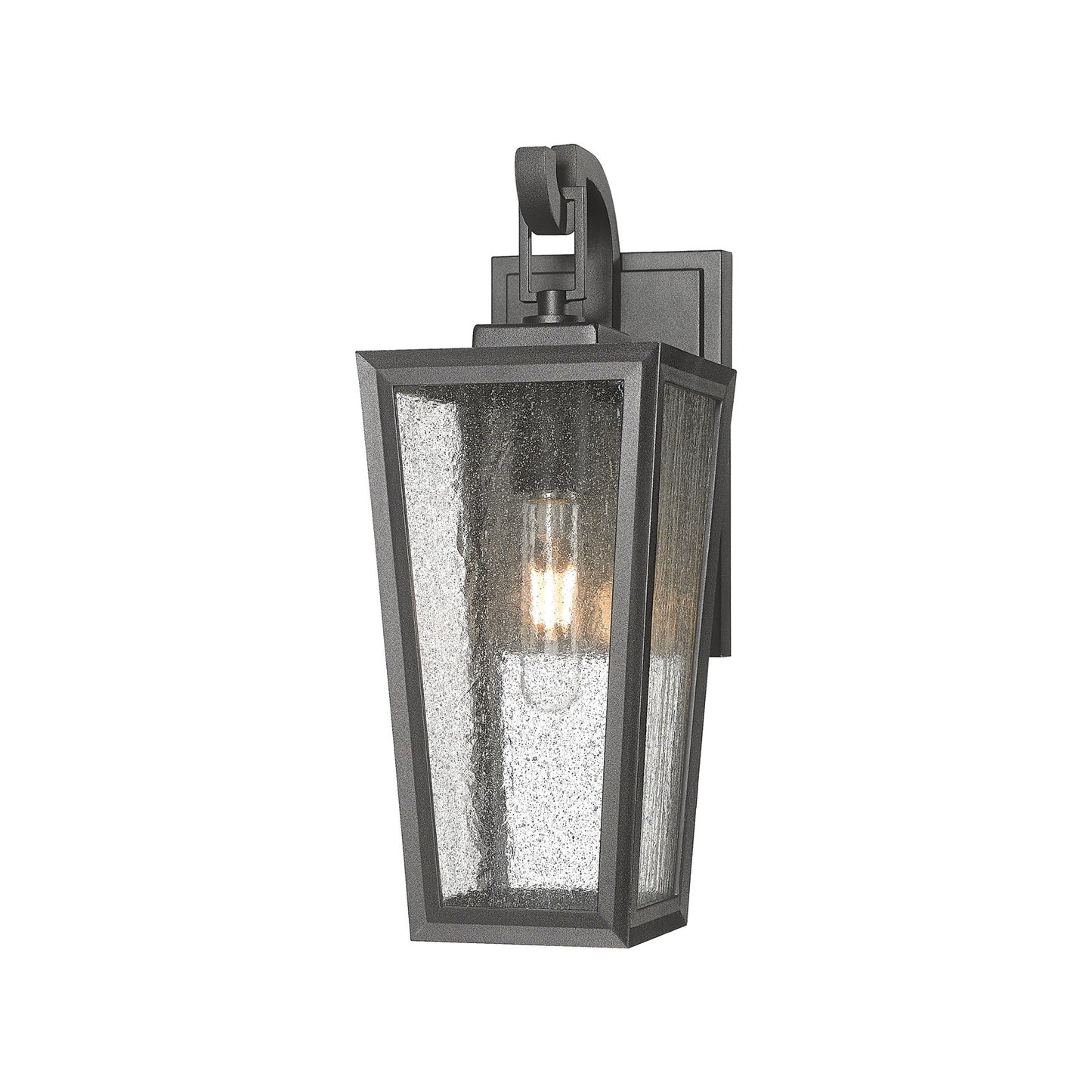 Innovations Madison 5.5in 1-Light Wall Sconce | Coastal Matte Black Aluminum and Seedy Glass | Outdoor Porch & Entryway | Model 9952-1W-BK-14-SDY