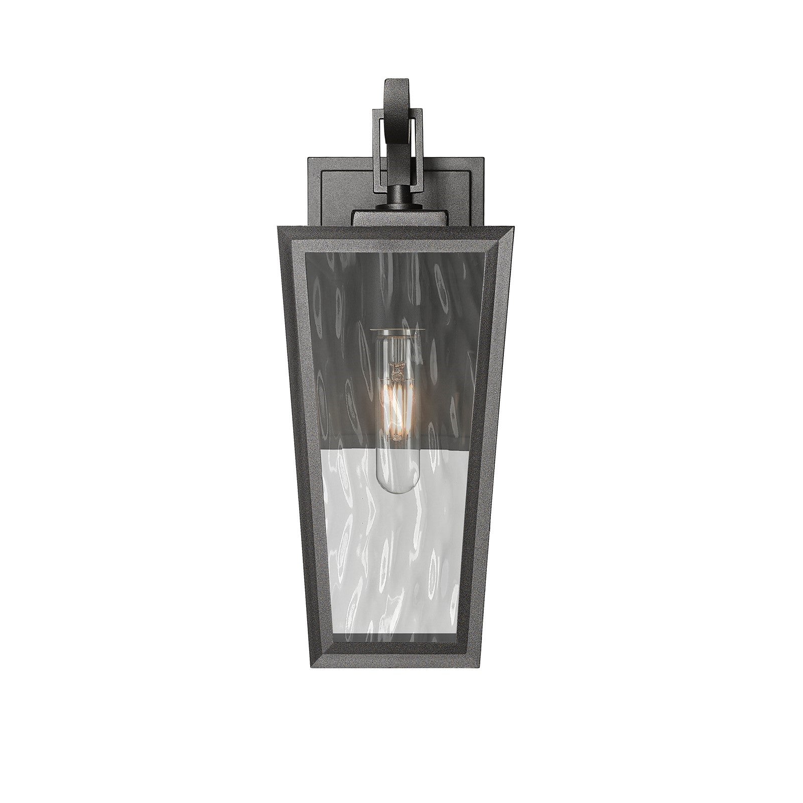 Innovations Madison 14in 1-Light Wall Sconce | Coastal Modern Matte Black Aluminum and Waterglass Glass | Covered Patio & | Model 9952-1W-BK-14-WG