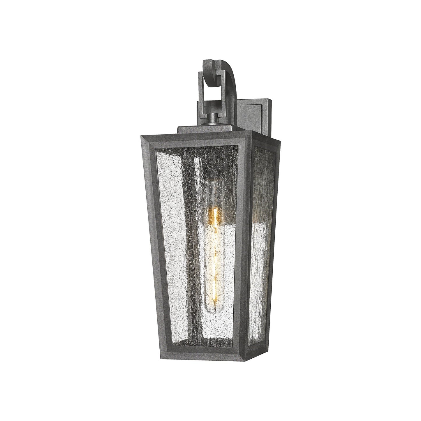 Innovations Madison 17in 1-Light Wall Sconce | Coastal Modern Matte Black Aluminum and Seedy Glass | Covered Patio & Entryway | Model 9952-1W-BK-17-SDY