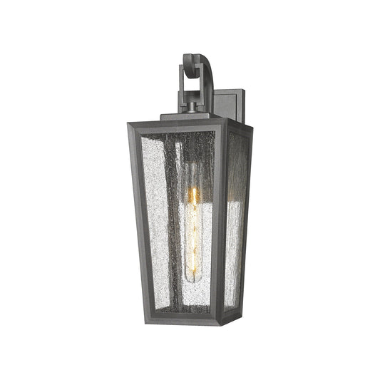 Innovations Madison 17in 1-Light Wall Sconce | Coastal Modern Matte Black Aluminum and Seedy Glass | Covered Patio & Entryway | Model 9952-1W-BK-17-SDY