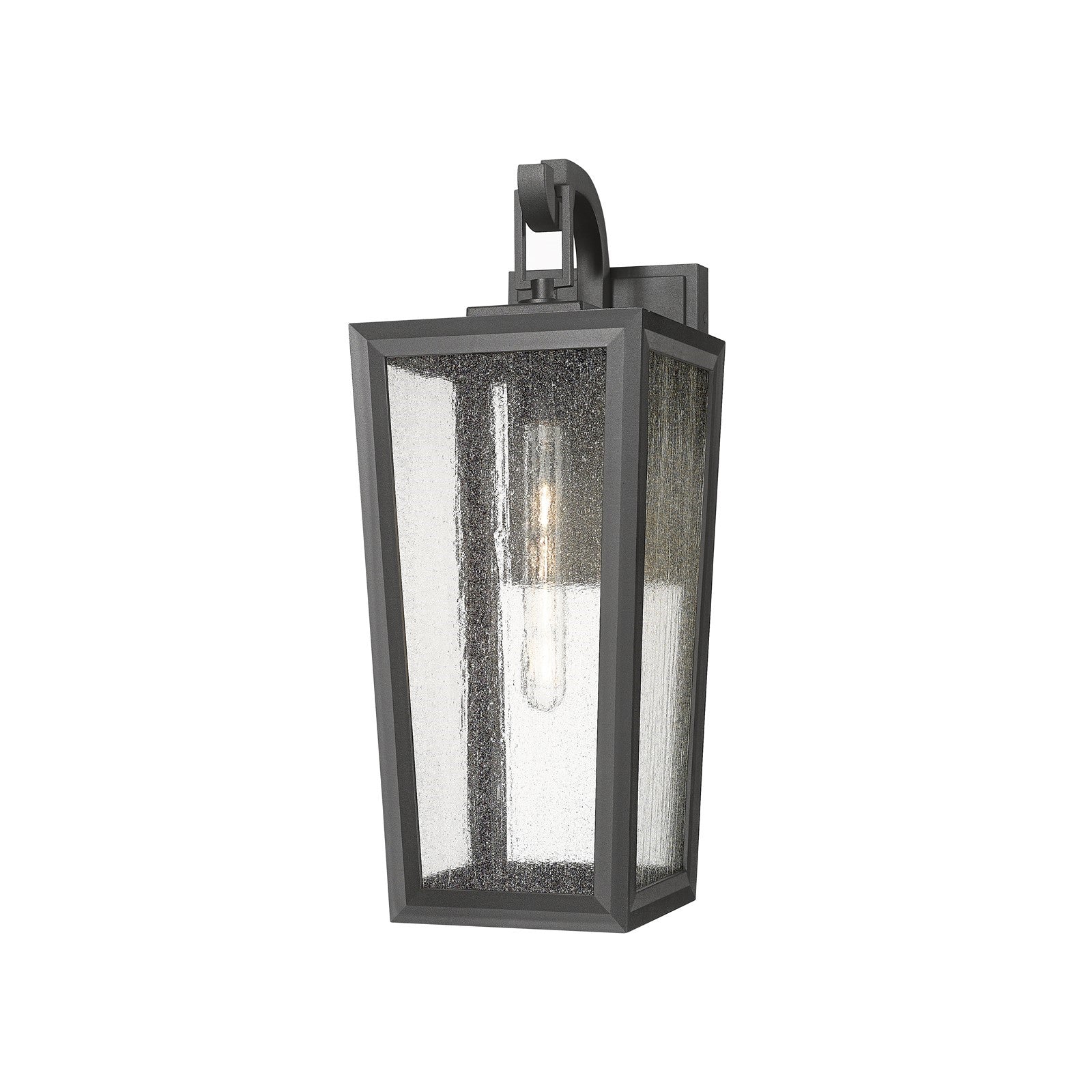 Innovations Madison 21in 1-Light Wall Sconce | Coastal Matte Black Aluminum and Seedy Glass | Covered Porch & Entryway | Model 9952-1W-BK-21-SDY
