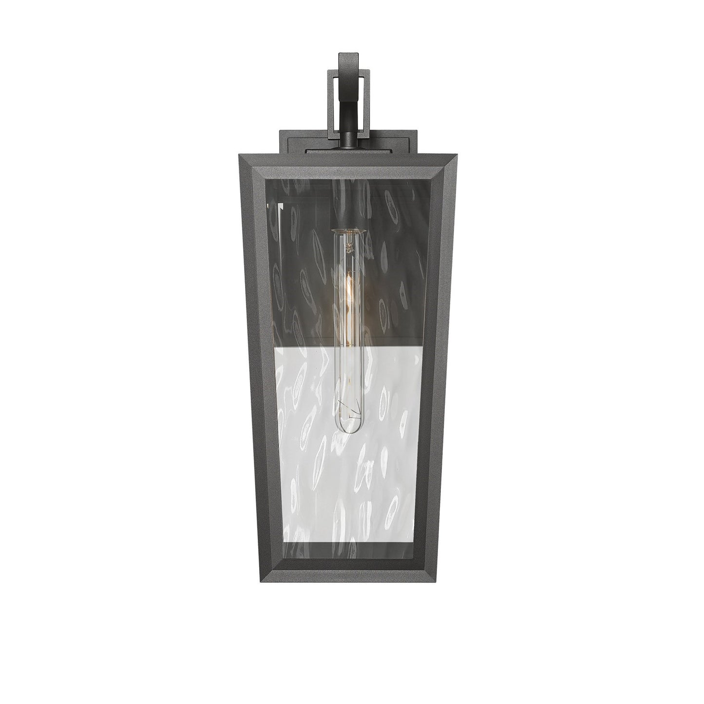 Innovations Madison 21in 1-Light Wall Sconce | Coastal Matte Black Aluminum and Waterglass | Covered Porch & Entryway | Model 9952-1W-BK-21-WG