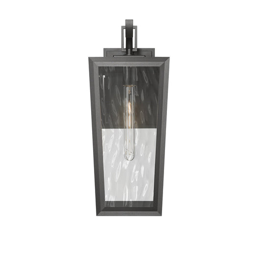 Innovations Madison 21in 1-Light Wall Sconce | Coastal Matte Black Aluminum and Waterglass | Covered Porch & Entryway | Model 9952-1W-BK-21-WG