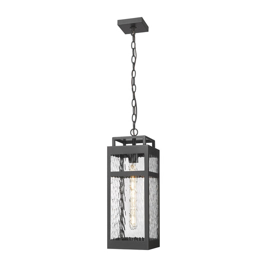 Innovations Ridgeway 7in 1-Light Pendant | Contemporary Matte Black Aluminum and Water Glass | Covered Patios & Entryways | Model 9953-1H-BK-20-WG