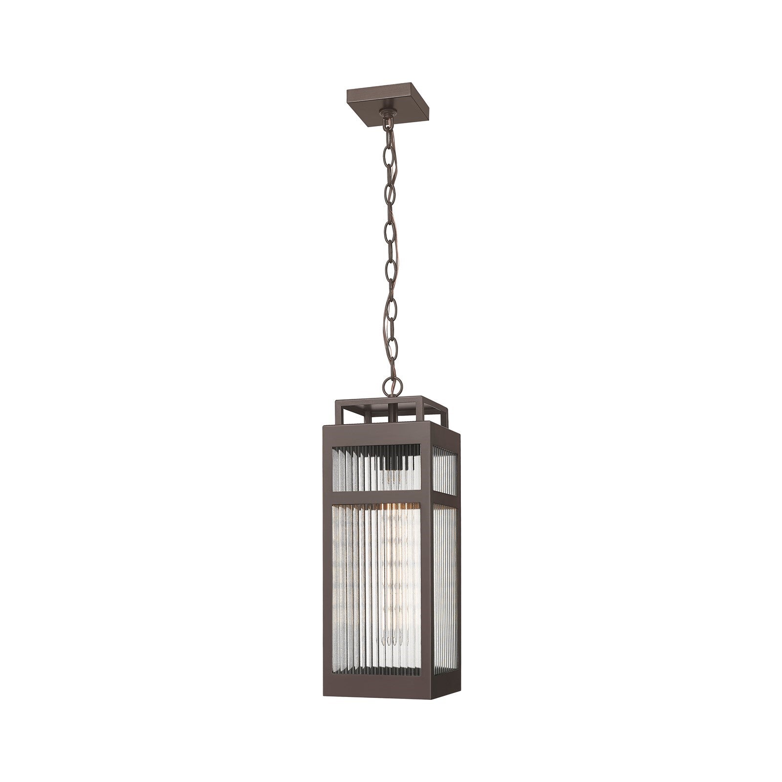 Innovations Ridgeway 7in 1-Light Pendant | Contemporary Bronze Aluminum and Striped Clear Glass | Covered Patios & Entryways | Model 9953-1H-BZ-20-SCL