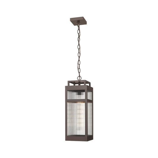 Innovations Ridgeway 7in 1-Light Pendant | Contemporary Bronze Aluminum and Striped Clear Glass | Covered Patios & Entryways | Model 9953-1H-BZ-20-SCL