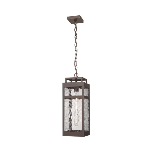 Innovations Ridgeway 7in 1-Light Pendant | Bronze Aluminum and Water Glass | Covered Patio & Entryway | 6.75 x 6.75 x 19.62 in | Model 9953-1H-BZ-20-WG