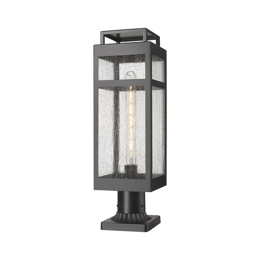 Innovations Ridgeway 7in 1-Light Post Lantern | Matte Black Aluminum and Seedy Glass | Pathway & Garden | Model 9953-1PLT-BK-20-SDY