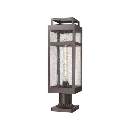 Innovations Ridgeway 7in 1-Light Post Lantern | Contemporary Bronze Aluminum and Seedy Glass | Outdoor Pathway & Entryway | Model 9953-1PLT-BZ-20-SDY