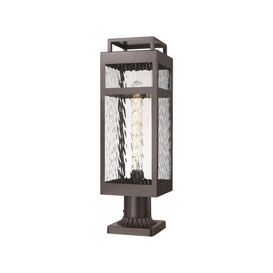 Innovations Ridgeway 7in 1-Light Post Lantern | Contemporary Bronze Aluminum and Water Glass | Outdoor Pathway & Entryway | Model 9953-1PLT-BZ-20-WG