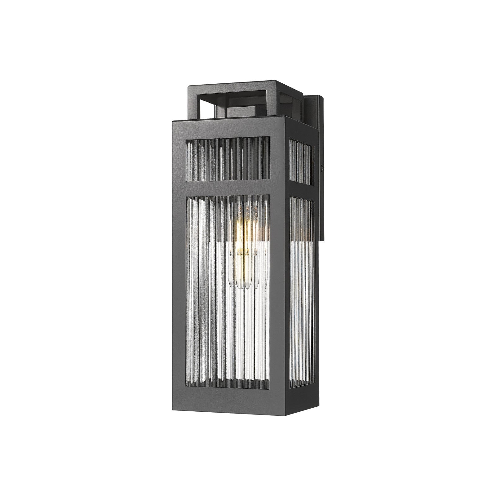 Innovations Ridgeway 4.5in 1-Light Wall Sconce | Modern Matte Black Aluminum and Striped Clear Glass | Covered Patios & | Model 9953-1W-BK-13-SCL